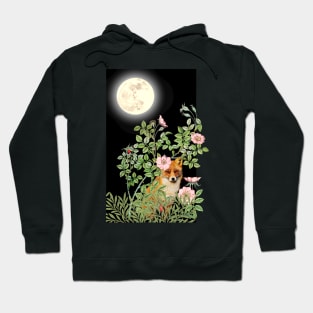 Night Fox Under Wild Rose Hoodie